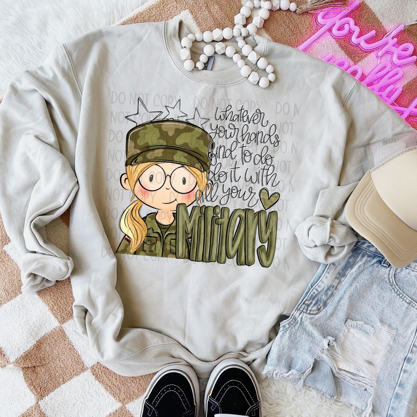 All Your Heart Military Blonde DTF Transfer