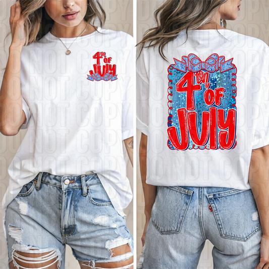 4th Of July Glitter Faux Coquette Front/Back DTF Transfer