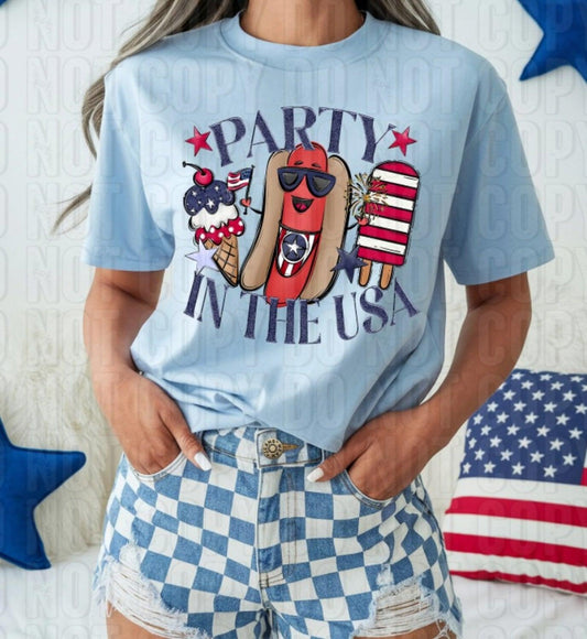 Party In The USA Hotdog DTF Transfer