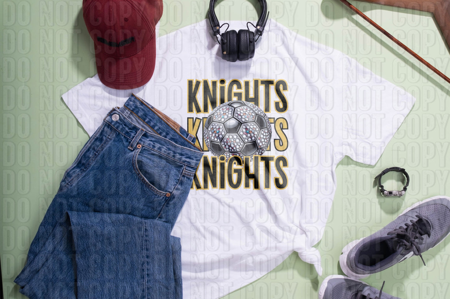 Knights Soccer Vegas Gold Black DTF Transfer