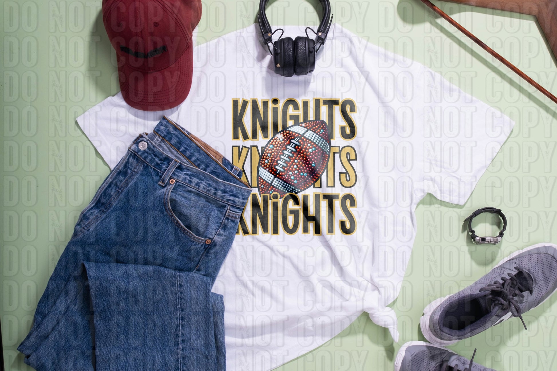 Knights Football Vegas Gold Black DTF Transfer