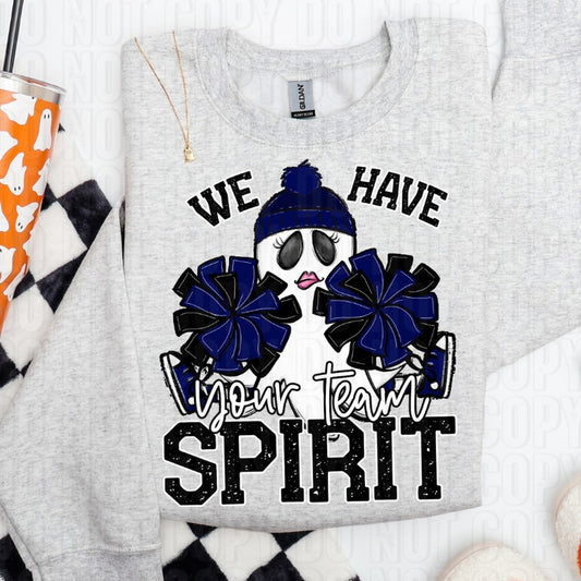 Ghost Cheerleader- We Have Spirit Custom Team Name/Personalized DTF Transfer