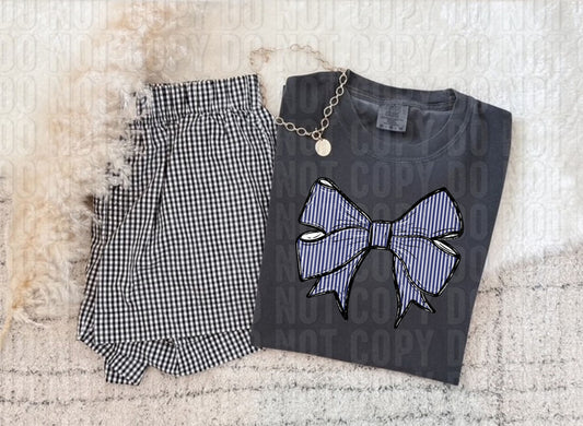Seersucker Bow Navy DTF Transfer