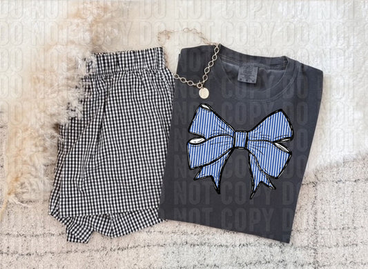 Seersucker Bow Blue DTF Transfer