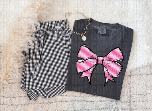 Seersucker Bow Pink DTF Transfer