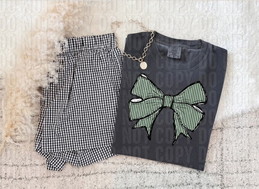 Seersucker Bow Forest Green DTF Transfer