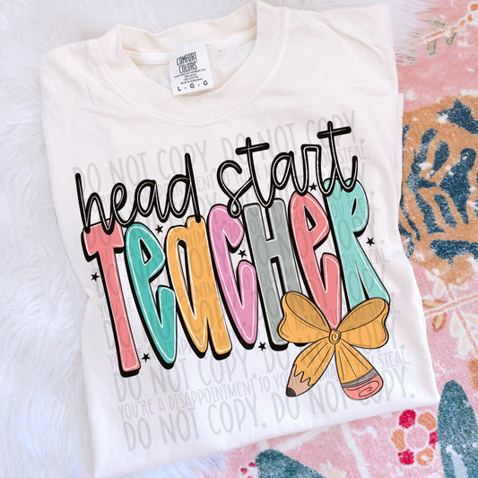 Head Start Teacher Bright Bow DTF Transfer