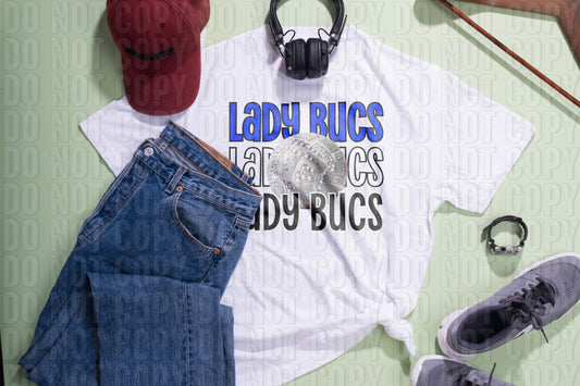 Lady Bucs Volleyball Royal Blue Black DTF Transfer