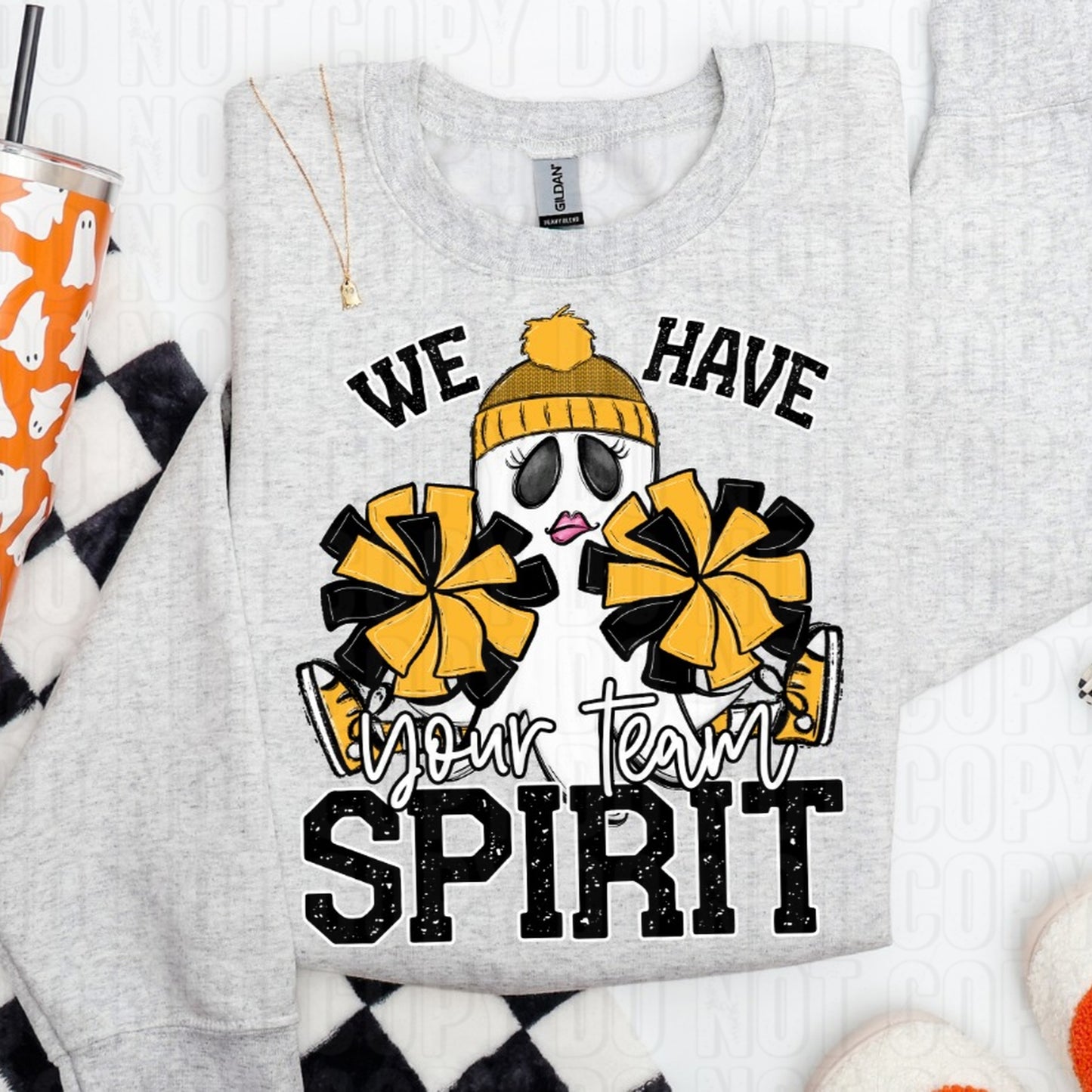 Ghost Cheerleader- We Have Spirit Custom Team Name/Personalized DTF Transfer