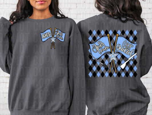 Color Guard Argyle + Pocket Custom Team Name DTF Transfer