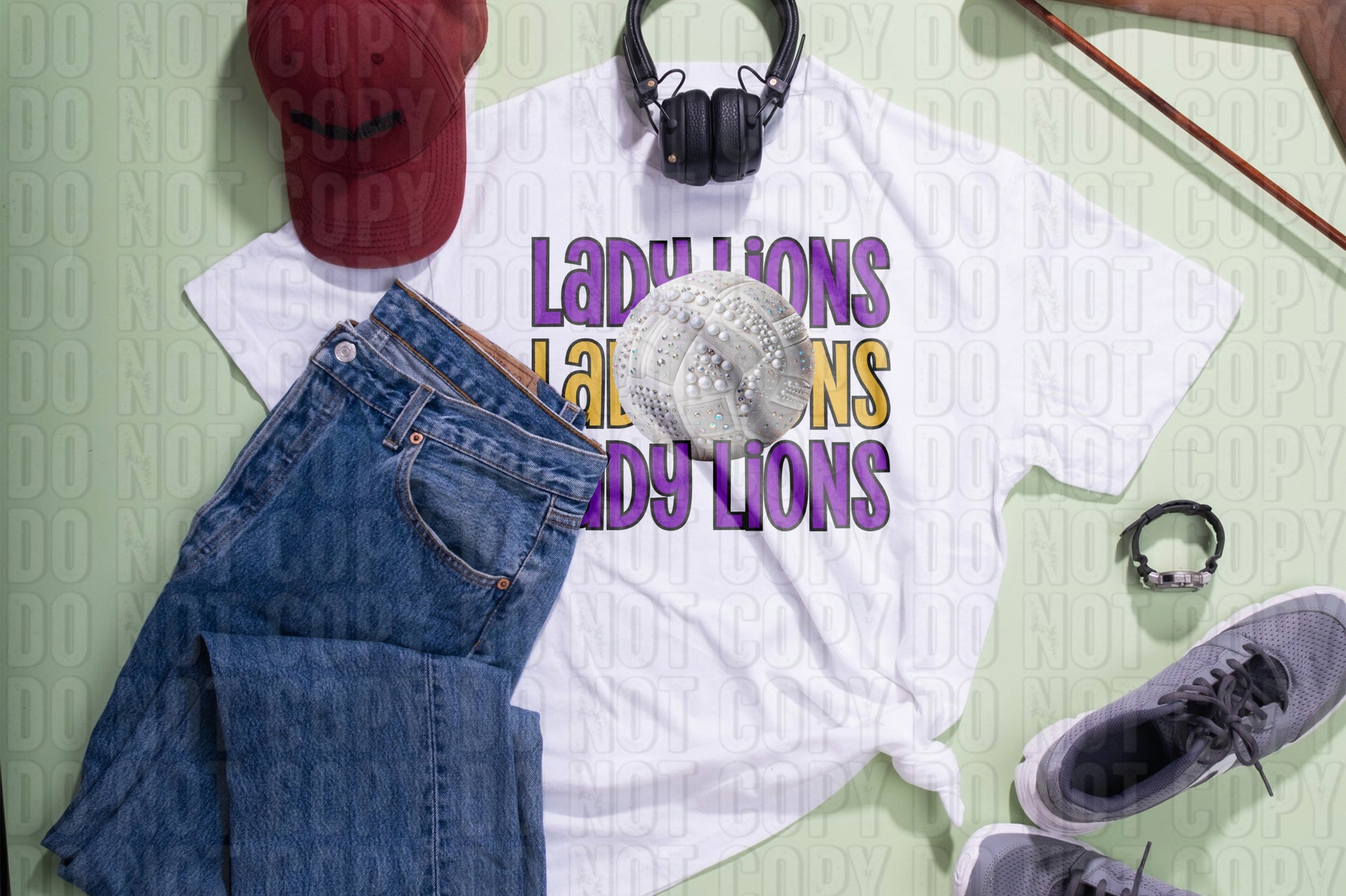 Lady Lions Volleyball Purple Gold DTF Transfer