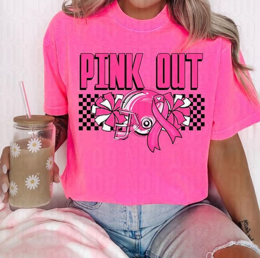 Pink Out Checkered Football DTF Transfer
