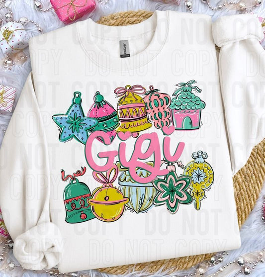 Gigi Ornament Name Frame DTF Transfer
