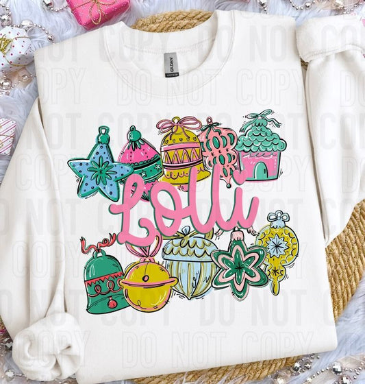 Lolli Ornament Name Frame DTF Transfer