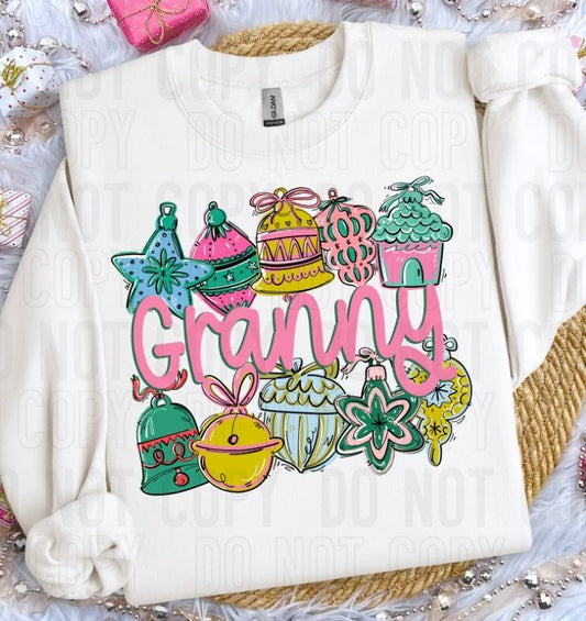 Granny Ornament Name Frame DTF Transfer