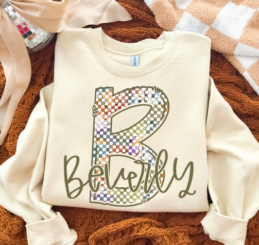 Autumn Check Letter Custom Name DTF Transfer