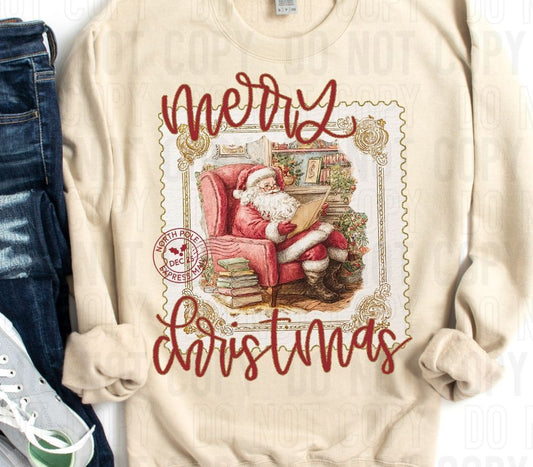 Merry Christmas Vintage Stamp DTF Transfer