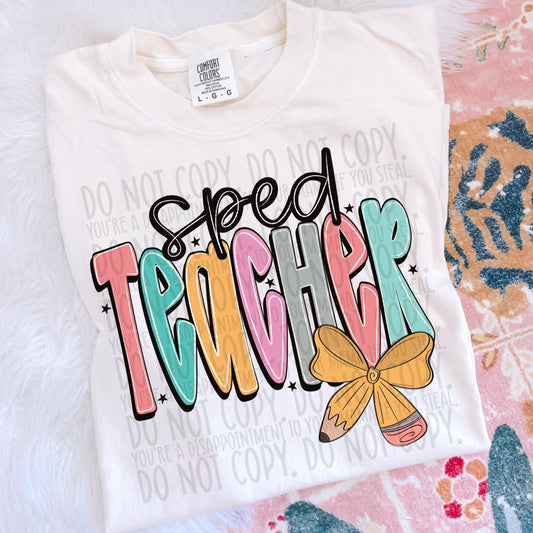 SPED Teacher Bright Bow DTF Transfer