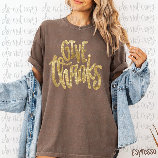 Give Thanks Gold DTF Transfer