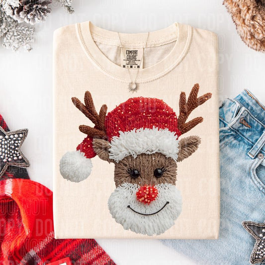 Realistic Yarn Faux Reindeer DTF Transfer