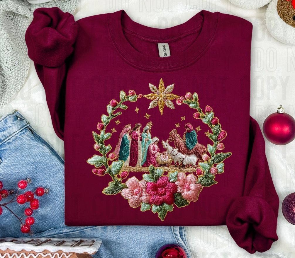 French Knot Faux Nativity DTF Transfer