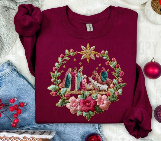 French Knot Faux Nativity DTF Transfer