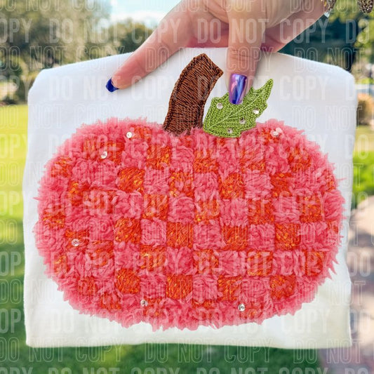 Pink & Orange Pumpkin Yarn Faux DTF Transfer