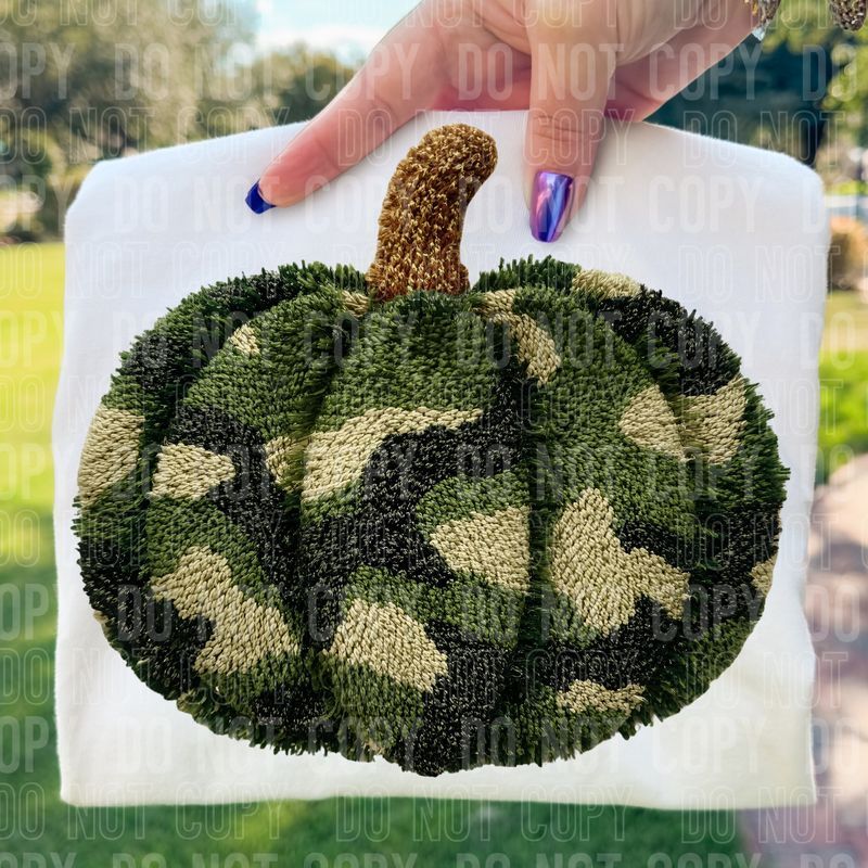 Camo Pumpkin Yarn Faux DTF Transfer
