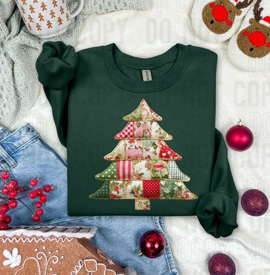 Christmas Tree Quilted Faux DTF Transfer