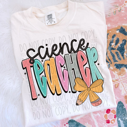 Science Teacher Bright Bow DTF Transfer