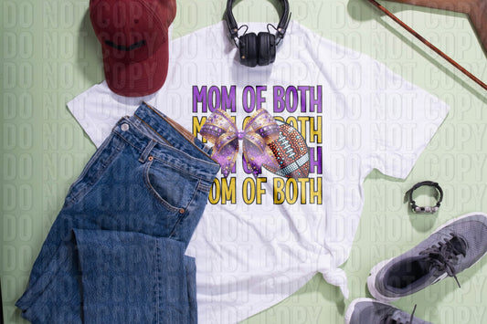 Mom Of Both Cheer Football Purple Gold DTF Transfer