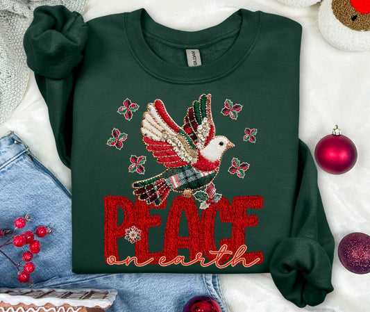 Peace On Earth Plaid DTF Transfer