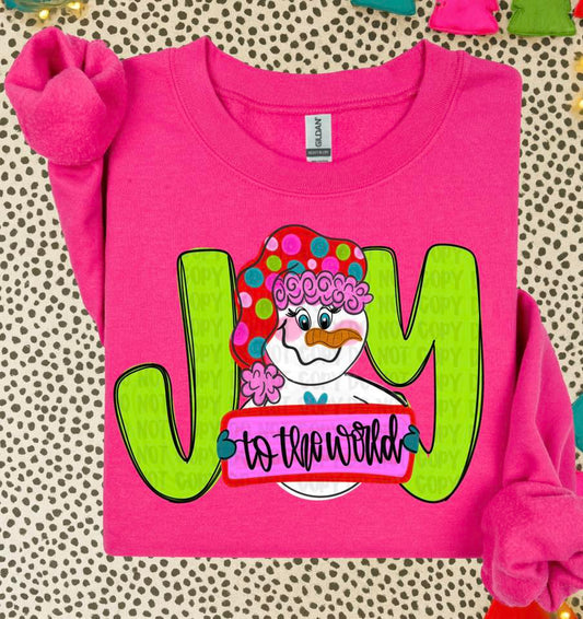 Joy To The World Snowman DTF Transfer