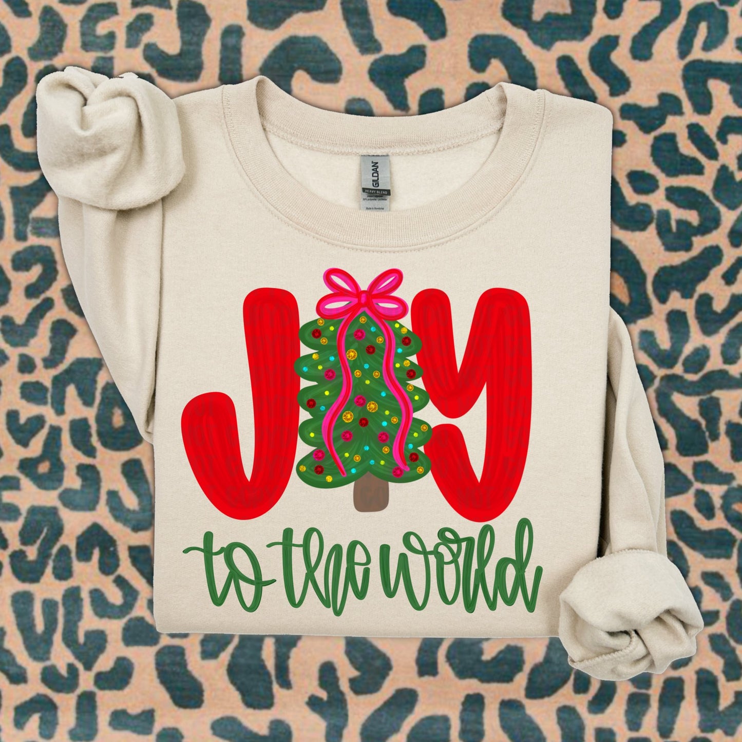 Joy To The World Christmas Tree DTF Transfer