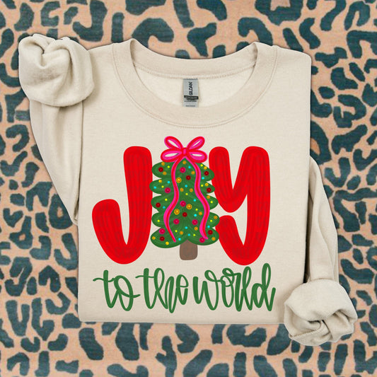 Joy To The World Christmas Tree DTF Transfer