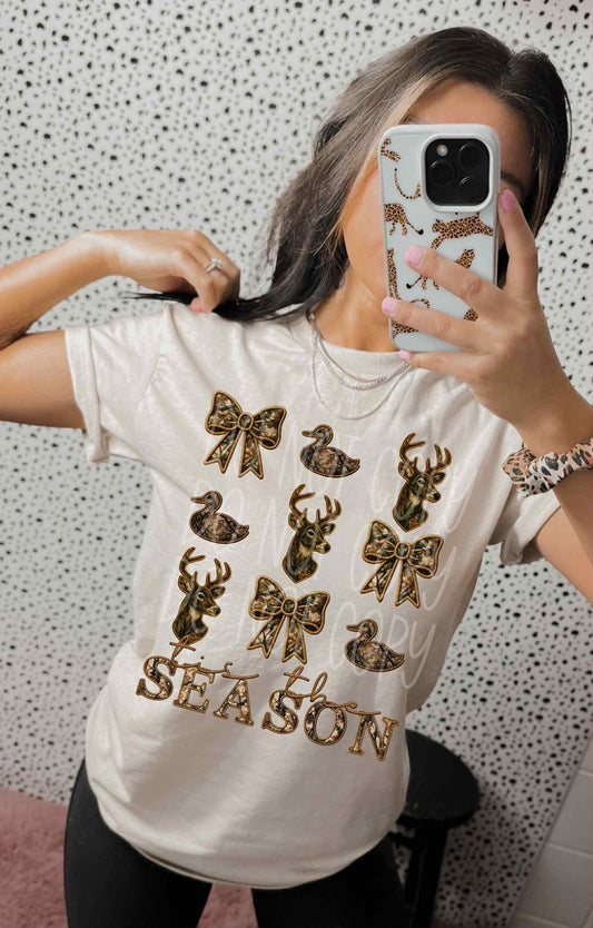 Tis The Season Camo Embroidery Faux DTF Transfer