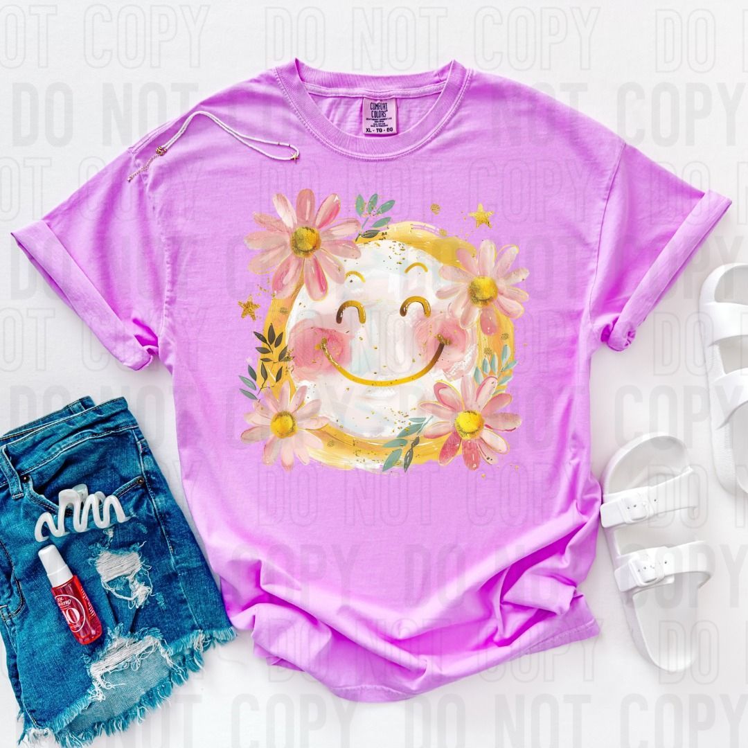 Hello Spring Happy Face DTF Transfer