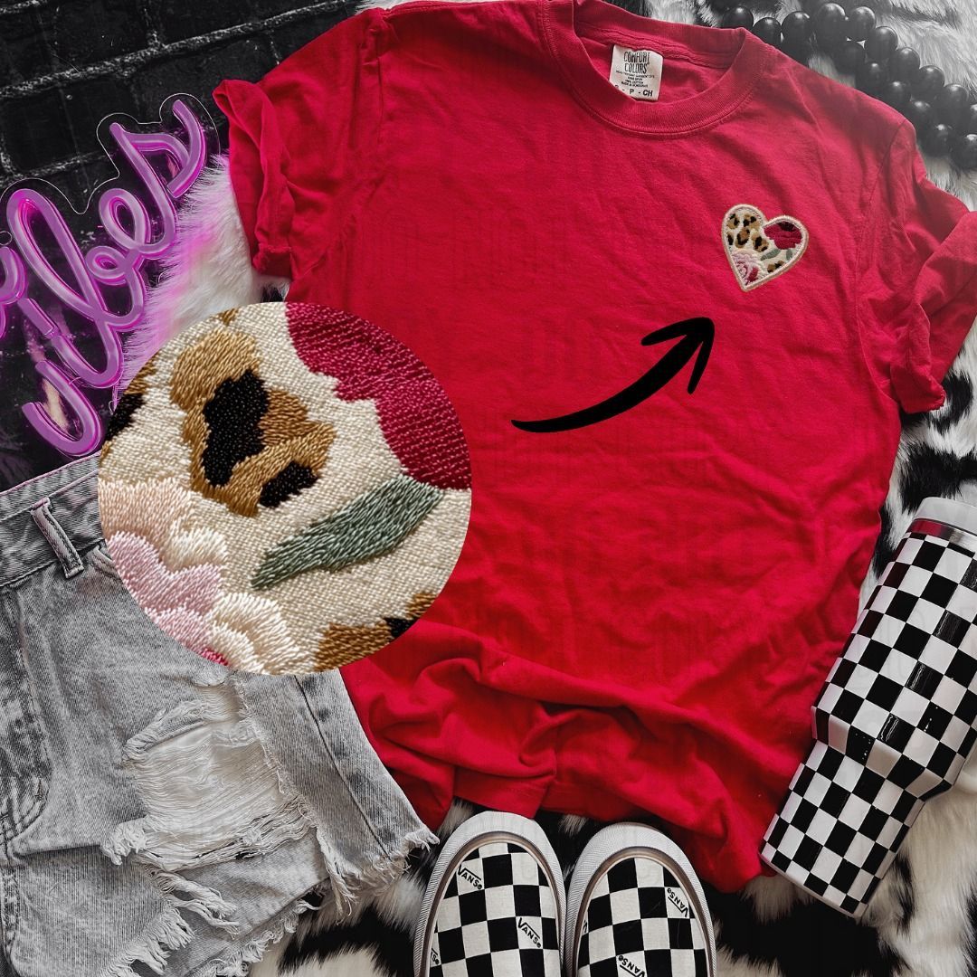 Xo Xo Faux Applique Heart DTF Transfer