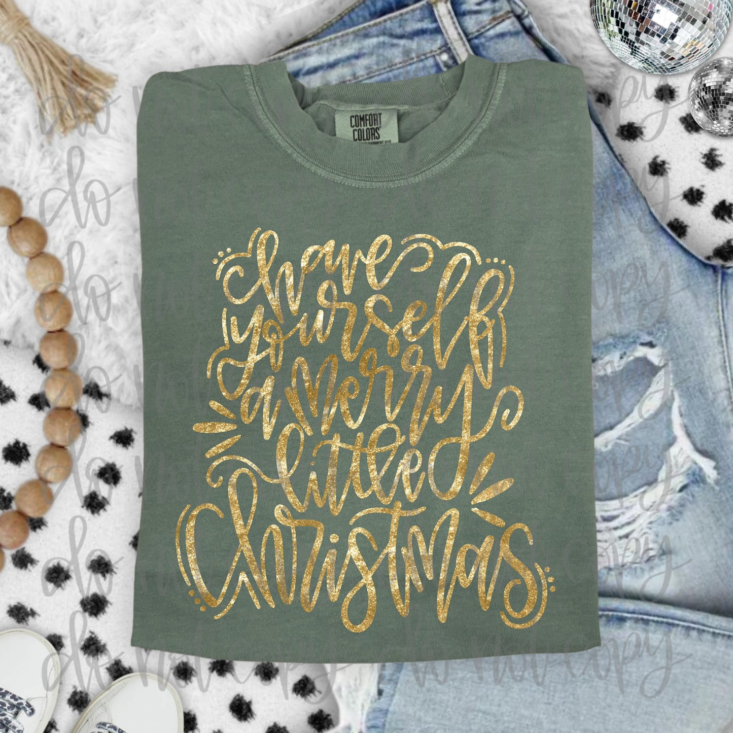 Have Yourself A Merry Little Christmas Gold DTF Transfer