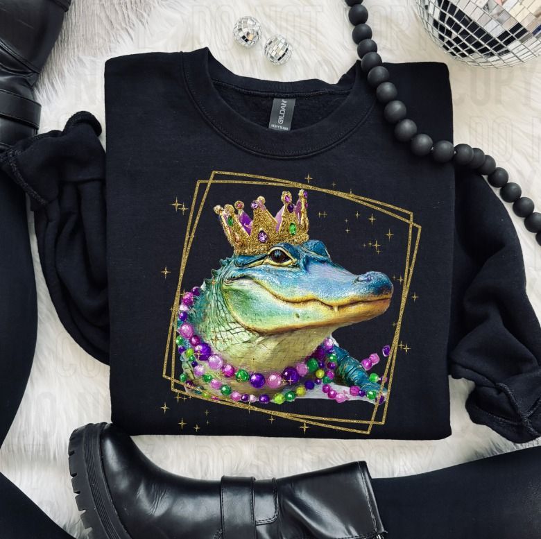 Mardi Gras Gator DTF Transfer