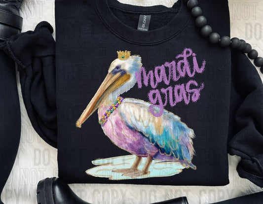 Mardi Gras Pelican DTF Transfer