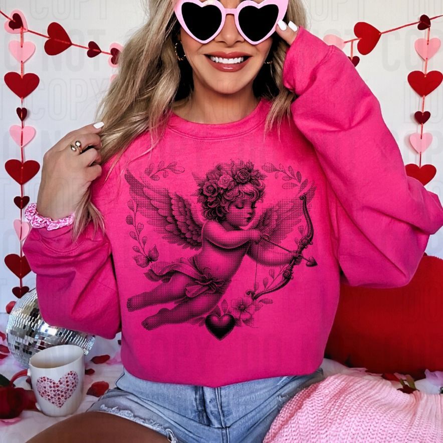 Cupid Black Halftone DTF Transfer