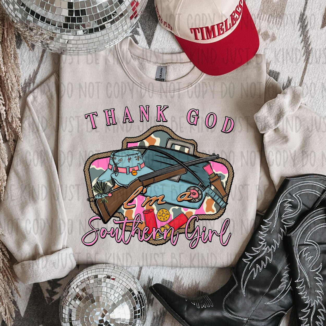 Thank God I'm A Southern Girl Rifle DTF Transfer