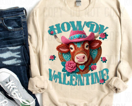 Howdy Valentine Cow DTF Transfer