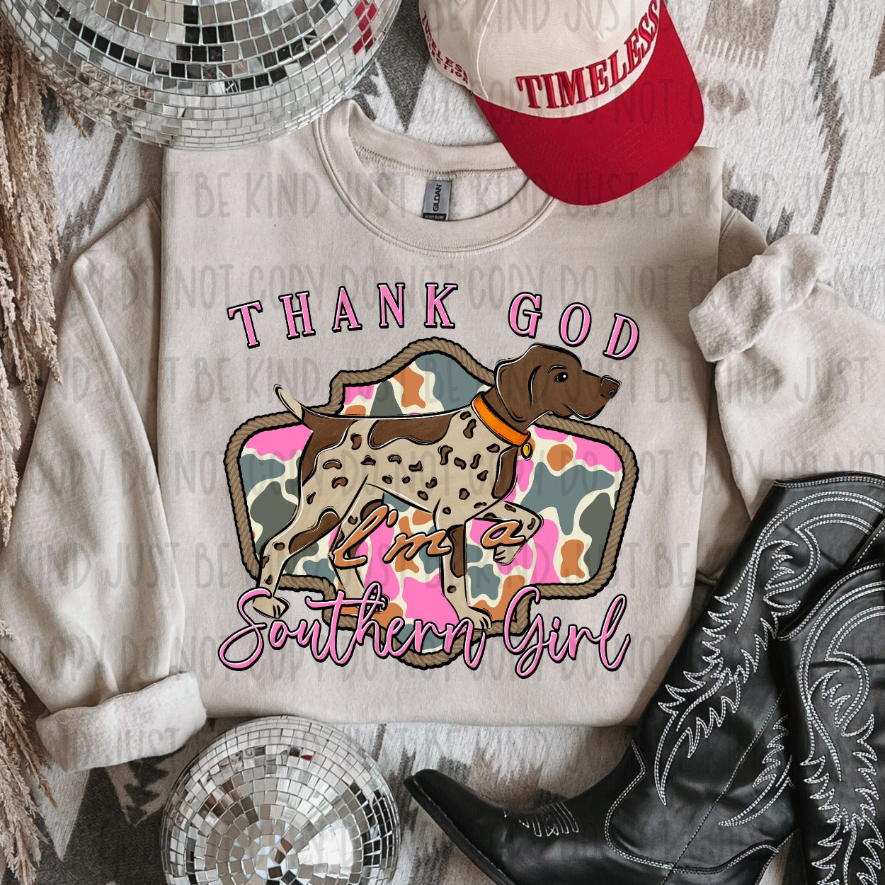 Thank God I'm A Southern Girl Pointer Dog DTF Transfer