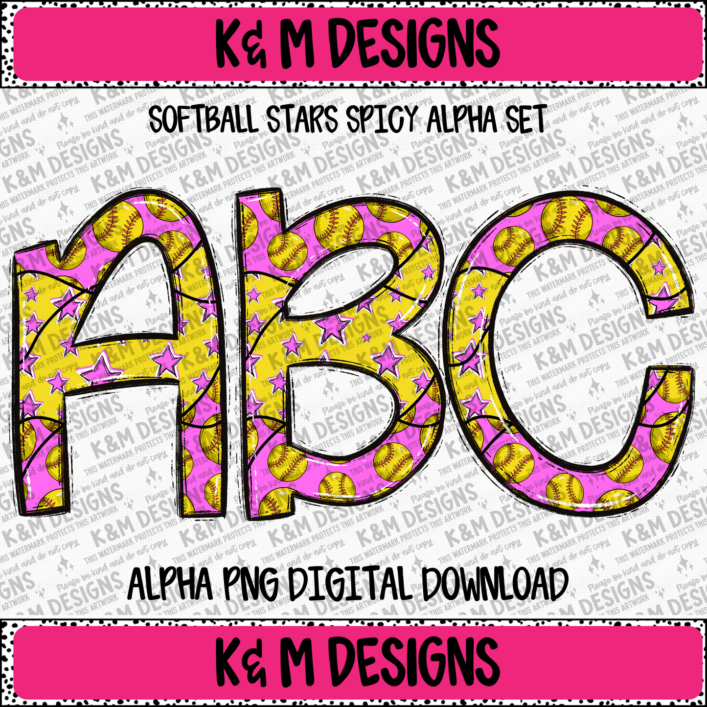 Softball Stars Spicy Alpha PNG Set Digital Download