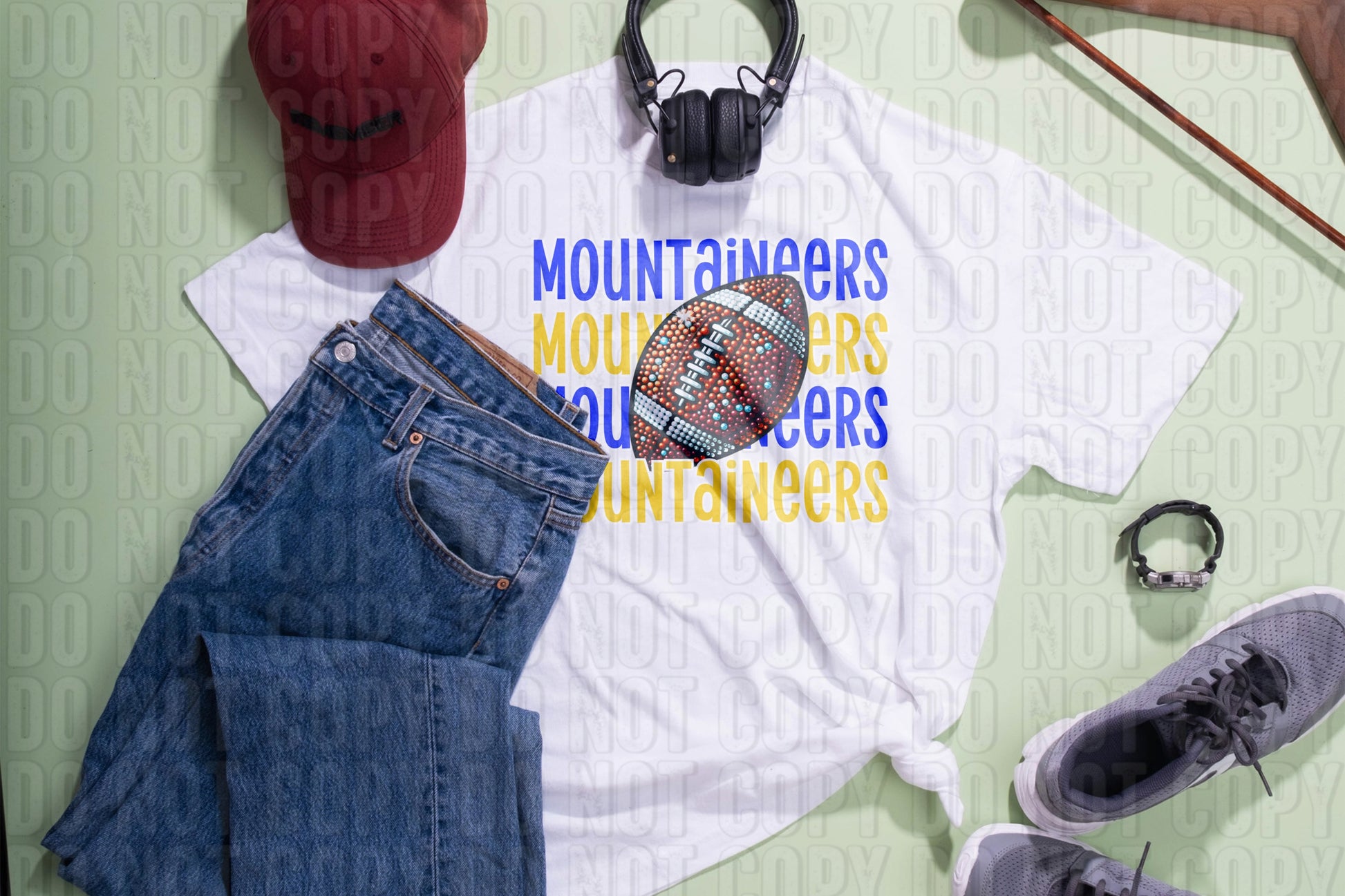 Mountaineers Football Royal Blue Yellow DTF Transfer