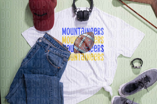 Mountaineers Football Royal Blue Yellow DTF Transfer