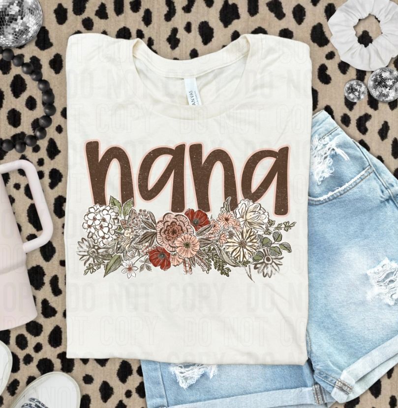 Nana Vintage Floral Name DTF Transfer