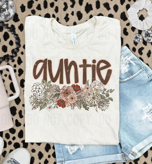 Auntie Vintage Floral Name DTF Transfer